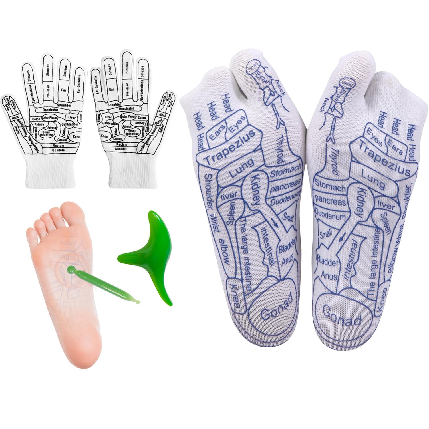 Reflexology Socks with Tools and Gloves